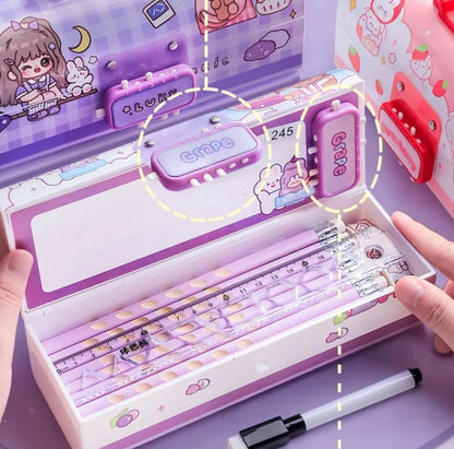 Pen & Pencil Box-Suitcase Style Password Lock