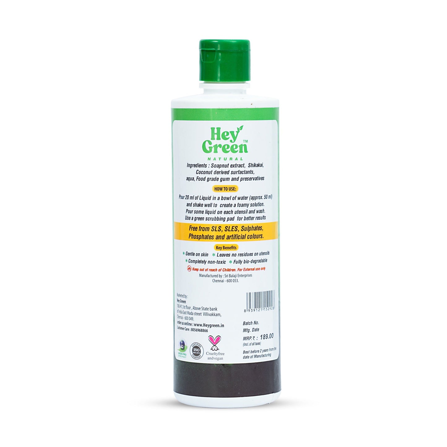Hey Green Natural Dish Wash Liquid