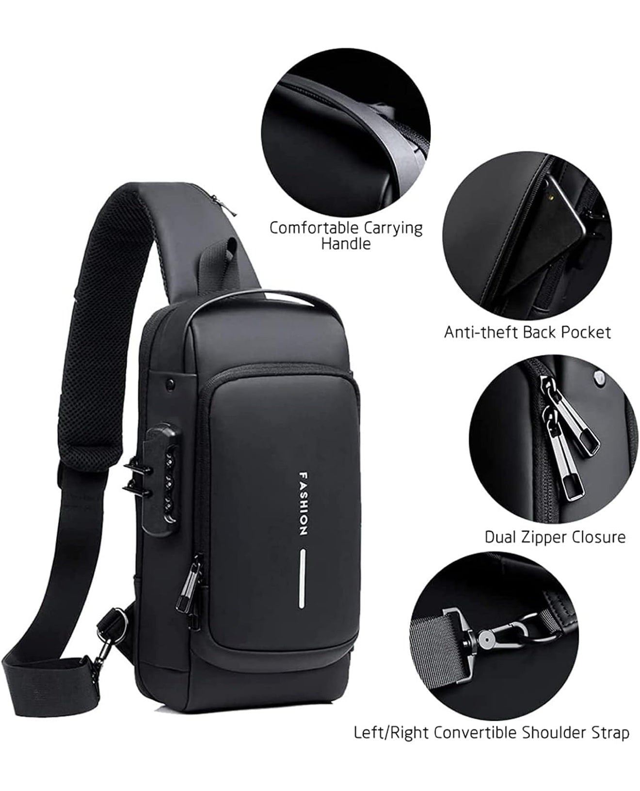 Chest Bag Sling Bag With USB Charging Port
