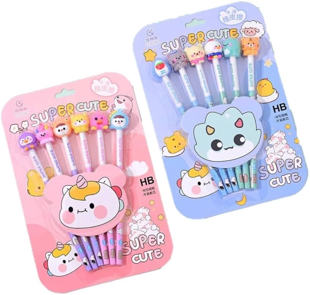 6 Piece Unicorn Pencil Eraser Set