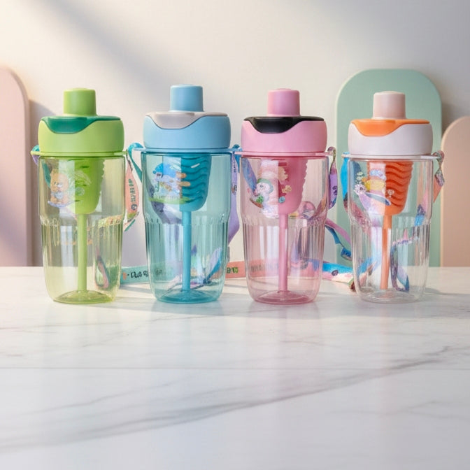 Plastic 2 in 1 Sipper Non-Sipper Water Bottle with Filter 650ml