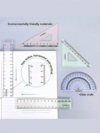 Colour Changing Protractor And Ruler Sets 4 In 1