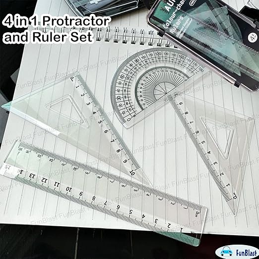 Colour Changing Protractor And Ruler Sets 4 In 1