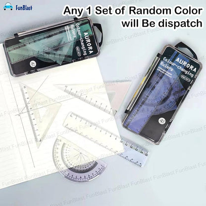 Colour Changing Protractor And Ruler Sets 4 In 1