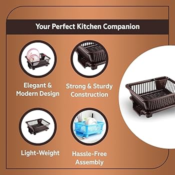 Plastic Kitchen Sink Dish Rack Drainer Drying Rack Washing Basket with Tray