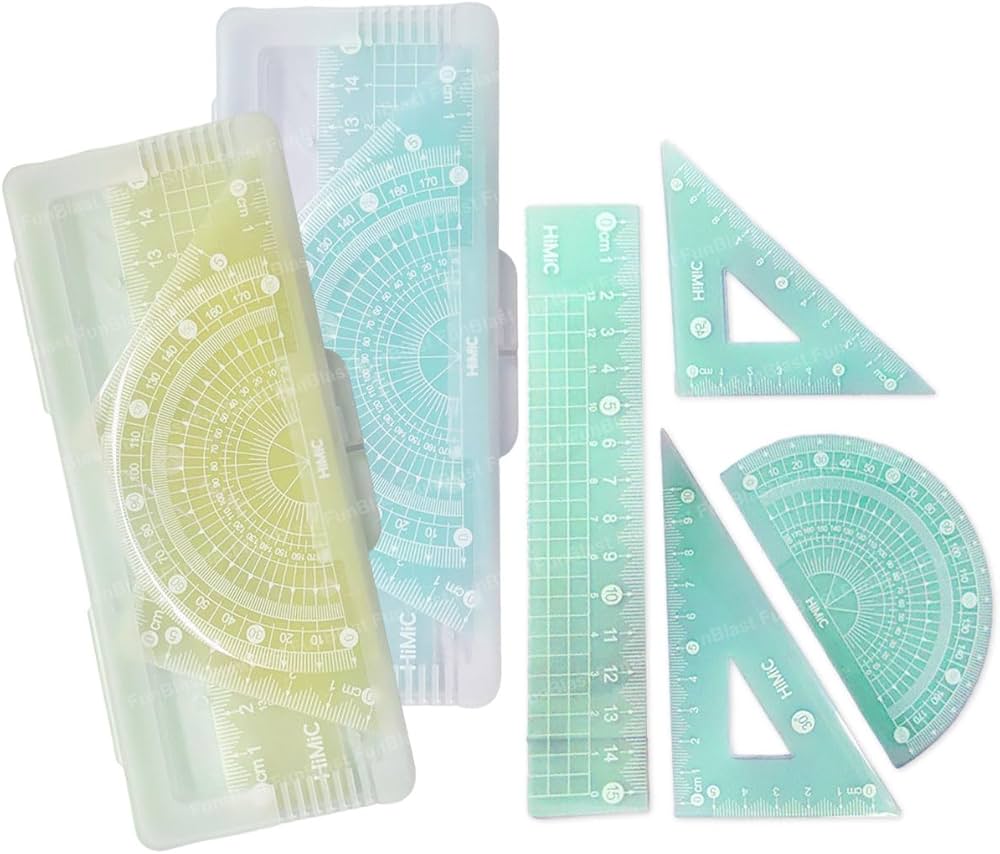 4 in 1 Protractor and Ruler Set - 4 Pack Set