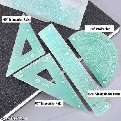 4 in 1 Protractor and Ruler Set - 4 Pack Set