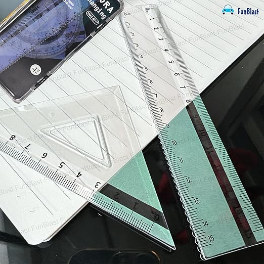 Colour Changing Protractor And Ruler Sets 4 In 1