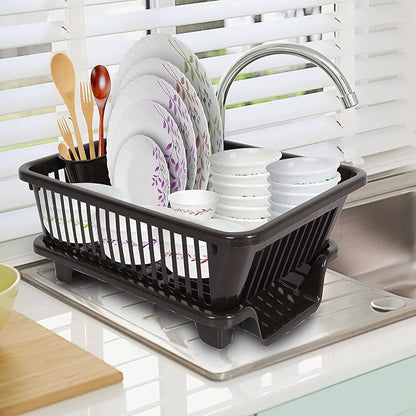Plastic Kitchen Sink Dish Rack Drainer Drying Rack Washing Basket with Tray