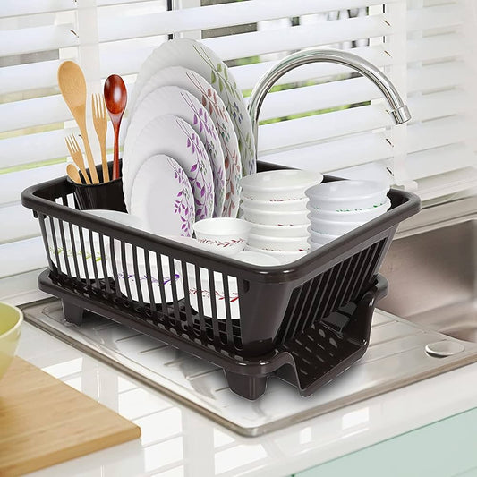 Plastic Kitchen Sink Dish Rack Drainer Drying Rack Washing Basket with Tray