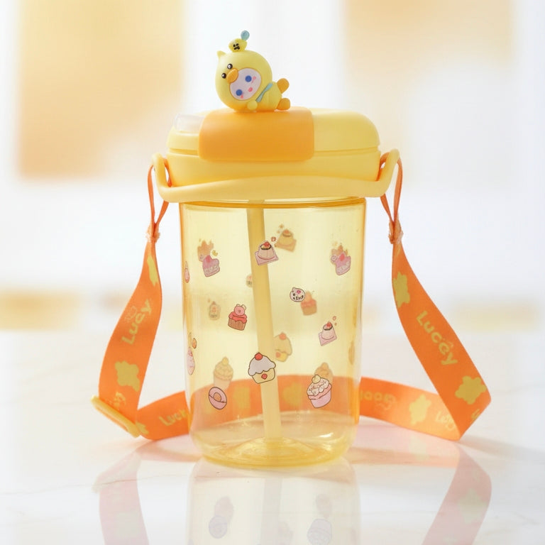 Plastic Water Bottle with Straw 450ml