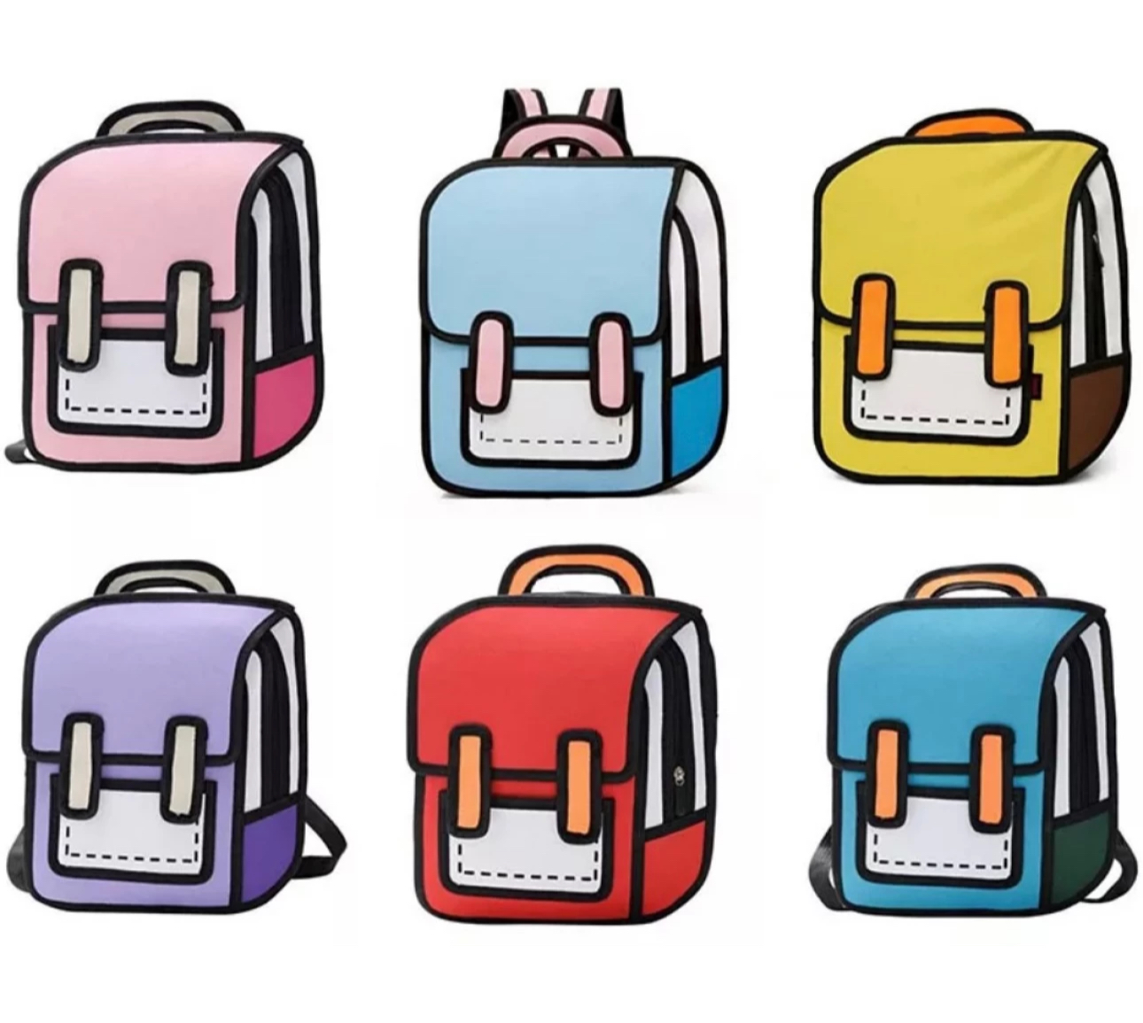 Cute Backpacks School 3d | 3d Cartoon Drawing Backpack | 3d Draw Cartoon  Backpack - New - Aliexpress